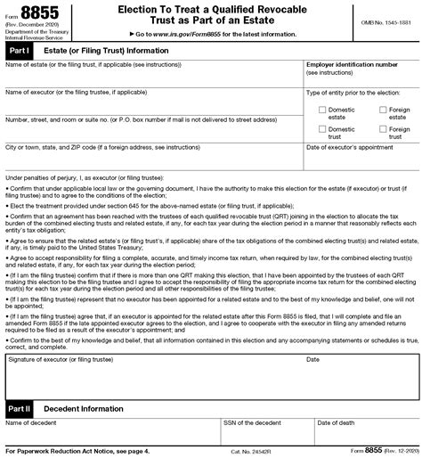 trust filing as an estate under sec 645|Section 645 Election to Treat Revocable Trust as  .